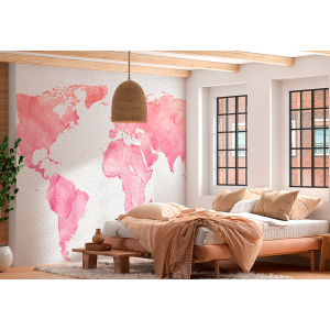 Weltkarte Wandbild in Rosa
