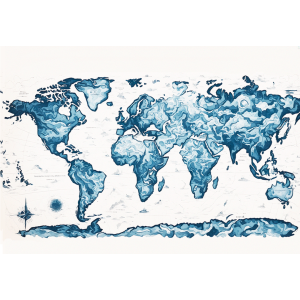Weltkarte Fototapete Blau