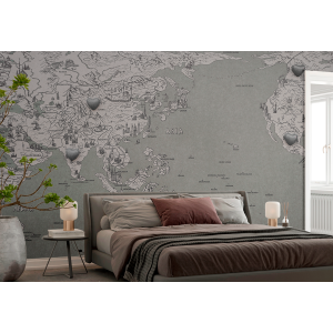 World Map Grey Photomural