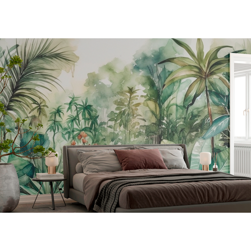 Watercolour Tropical Rainforest Wall Mural