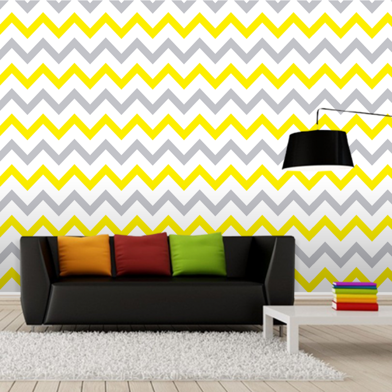 Zig Zag Yellow and Gray Wallpaper