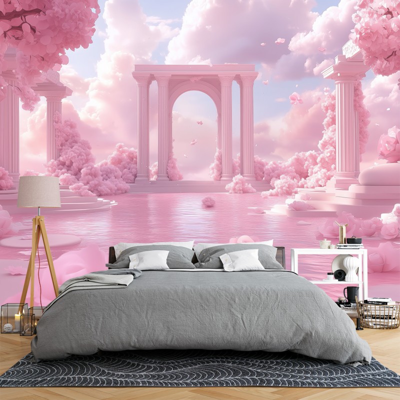 Photo Muraux Paysages Temple Grec Rose