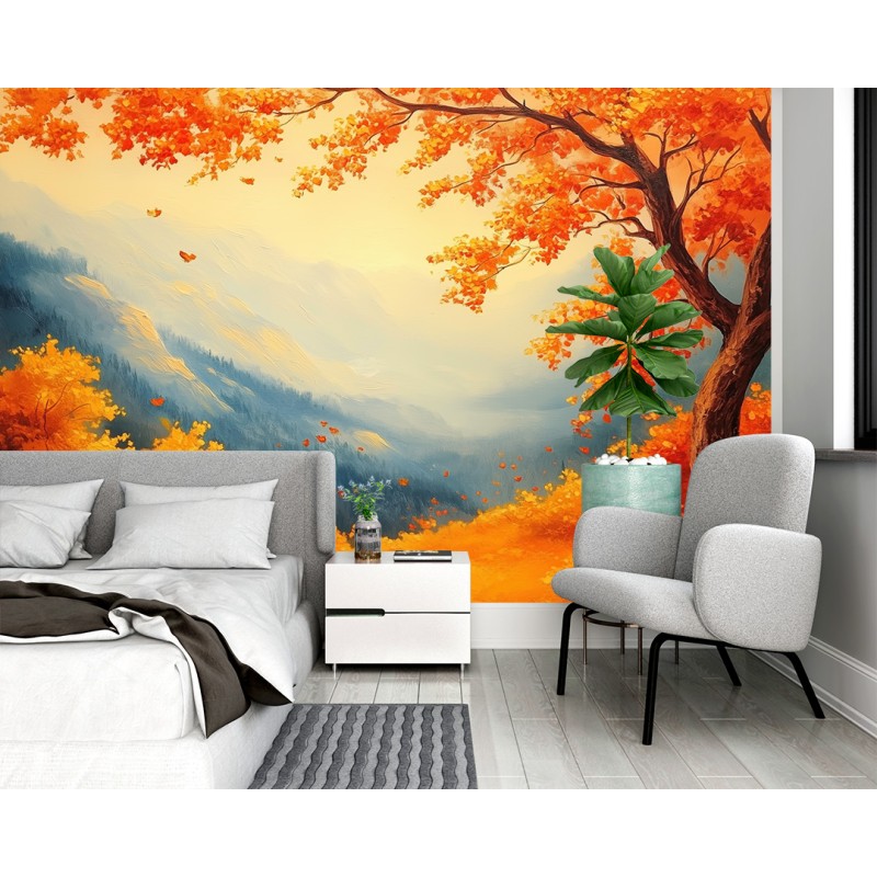 Fotomural Paisaje Bosque Naranja