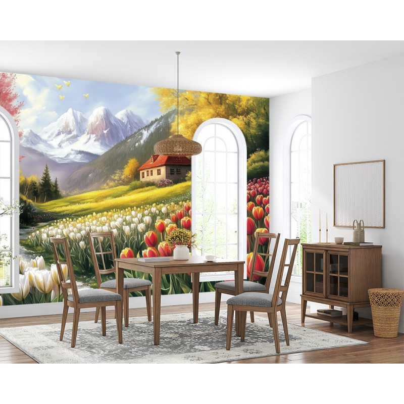 Muraux Paysage Jardin De Tulipes