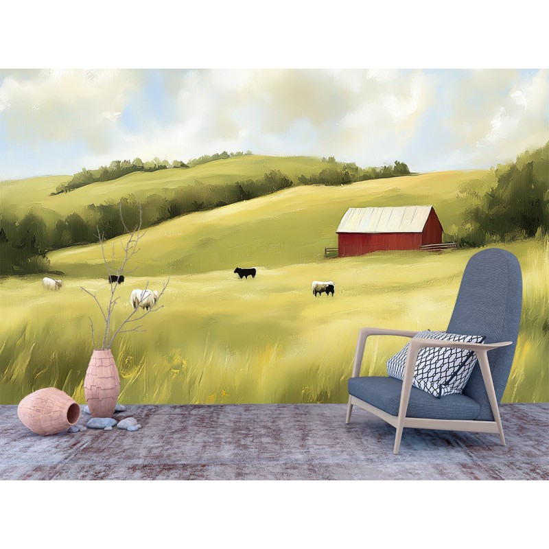 Fototapete Red Barn Landscape