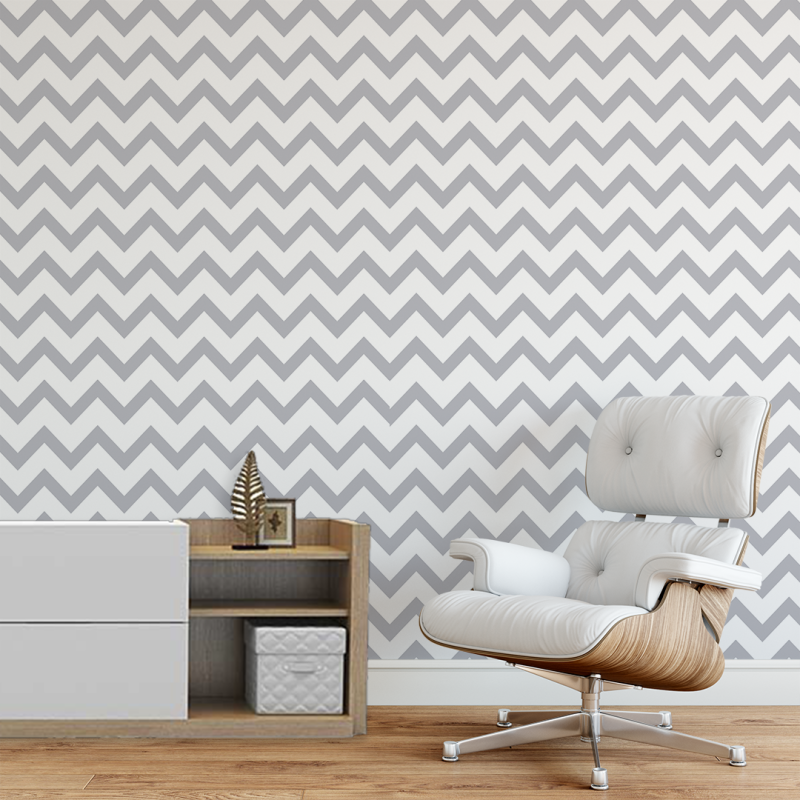 Papel pintado Zig Zag Gris claro