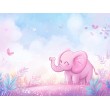 Fresque Murale Enfant  Bébé éléphant Rose