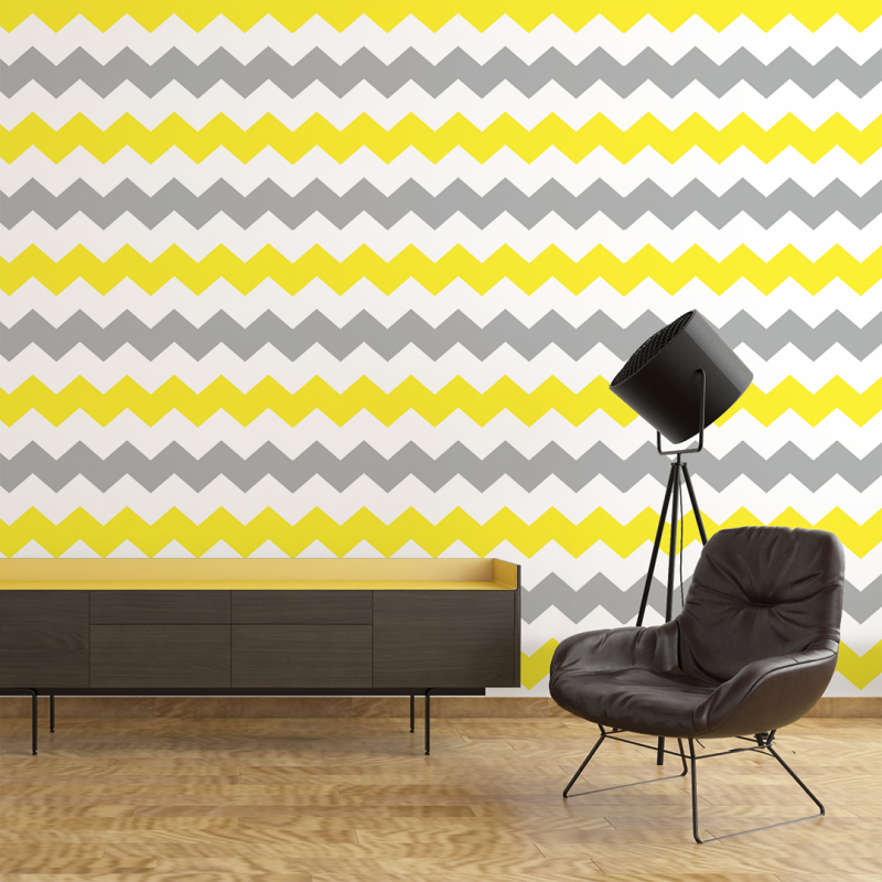 Papier peint Zig Zag Duo jaune gris