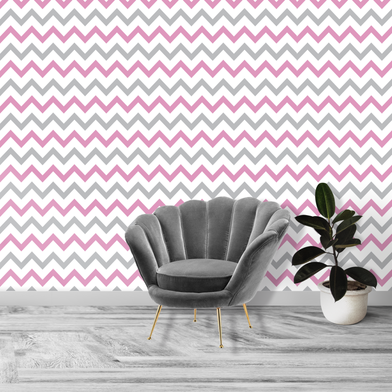 Carta da parati Zig Zag Duo Rosa e Grigio