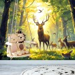 Fresque Murale Enfants Cerf Dans la Forêt
