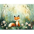 Fresque Murale Enfants Renard Aquarelle