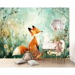 Watercolor Baby Fox Children's Photomural