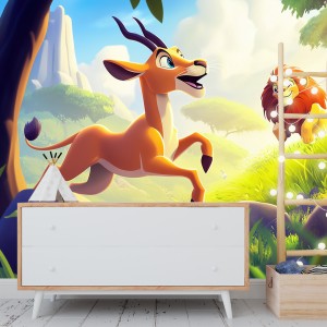 Fresque Murale Enfants Lion...