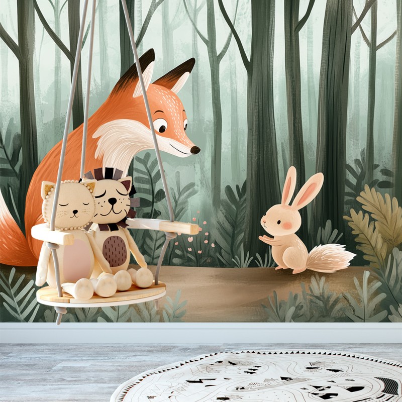 Children's Photomural Fox and Rabbit