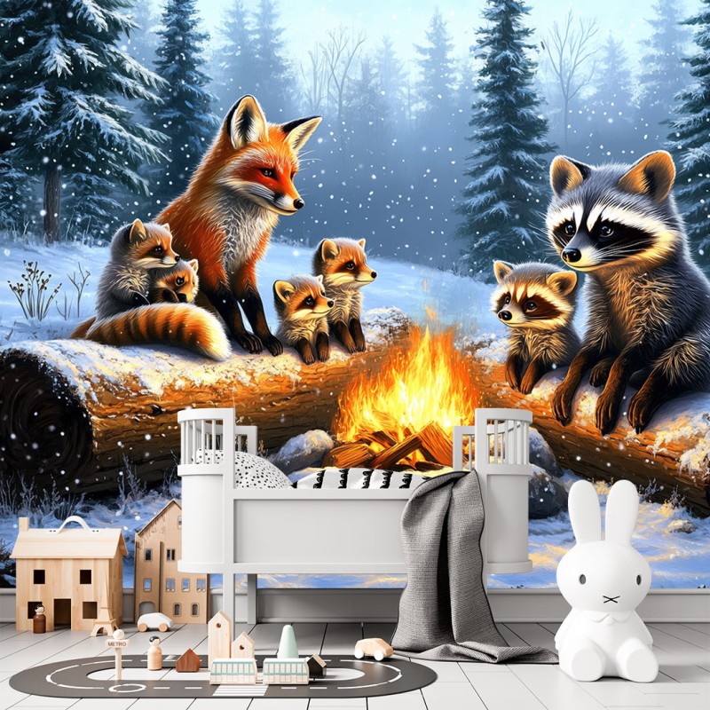 Fotomural Infantil Animalitos Del Nevado