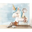 Fresque Murale Enfants Licorne Aquarelle