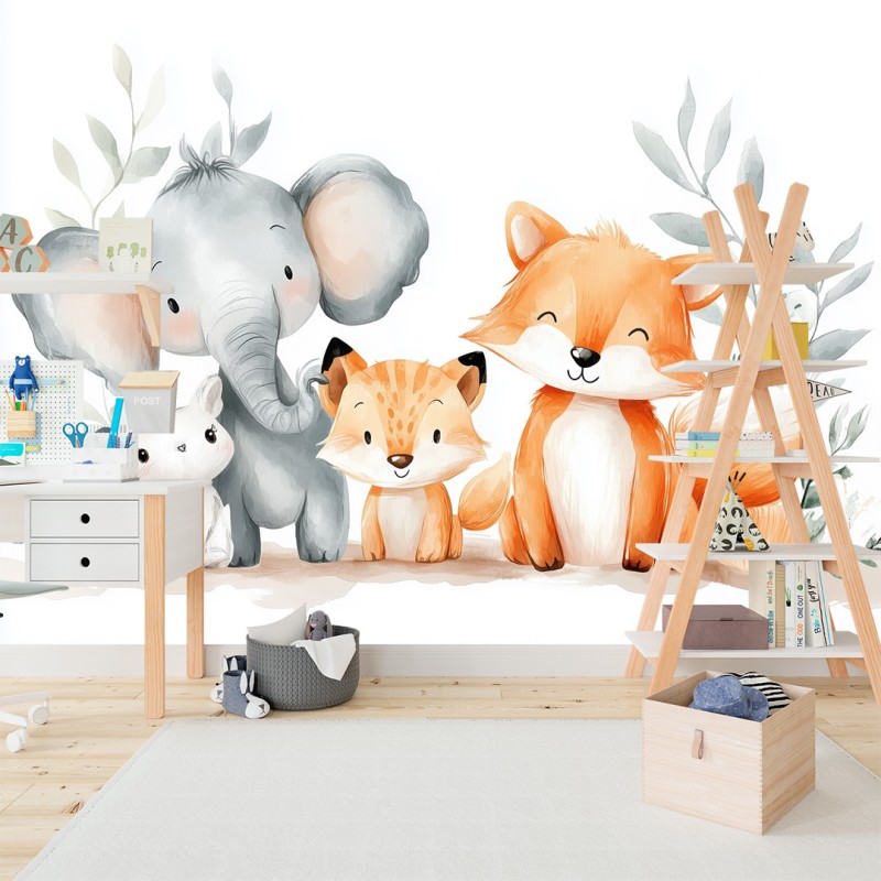 Fresque Murale Enfants Tendresse Animale