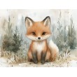 Fototapete für Kinder Kleiner Fuchs in Aquarell