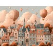 Children's Photomural Hot Air Balloons and Buildings