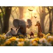 Fotomural Infantil Animales Entre Flores