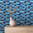 Papel Pintado 3D Olas Azul y Naranja