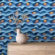 Papel Pintado 3D Olas Azul Profundo