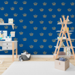 Children's Wallpaper Blue and Gold Wreaths