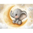 Fresque Murale Enfants Éléphant et Lune