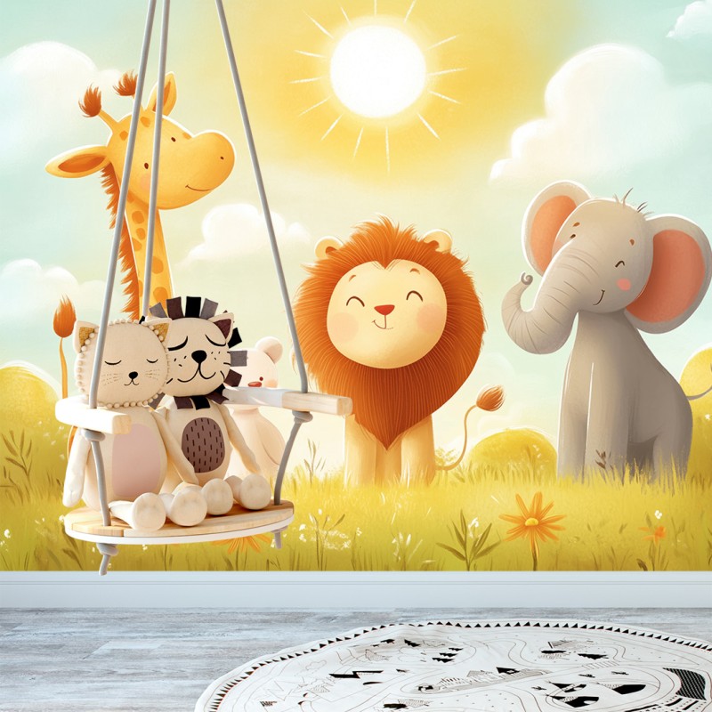 Fotomural Infantil Animalitos Bajo El Sol