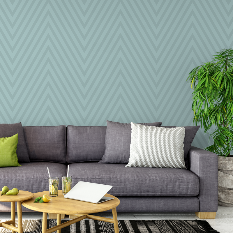 Asymmetrical Stripes Turquoise Wallpaper
