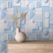 3D wallpaper geometric light blue