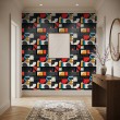 3D wallpaper geometric multicolor black