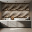 3D wallpaper waves beige