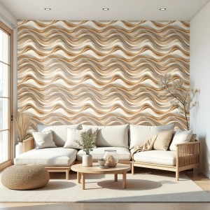 Papier peint 3D vagues beige