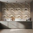 3D wallpaper beige waves