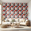3D wallpaper organic multicolor red