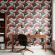 3D wallpaper organic multicolor red