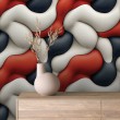 Papel Pintado 3D Orgánico Multicolor Rojo