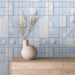 3D wallpaper geometric sky blue