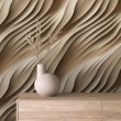 3D wallpaper soft beige waves