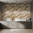 Papier peint 3D vagues douces beige