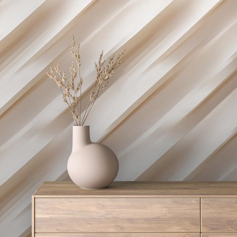 Papier peint 3D diagonales beige