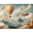 Children's Photomural Hot Air Balloons and Clouds