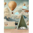 Fresque Murale Enfantine Montgolfières et Nuages