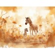 Children's Photomural Mother Zebra and Cub