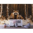 Waschbärfamilie Kinder Fototapete