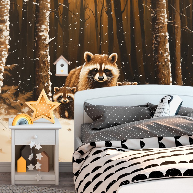 Fotomurale per Bambini Famiglia dei Procioni