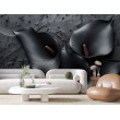 Fresque Murale Feuilles et De Fleurs de Lys Calla Noir