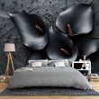 Black Calla Lily Flowers and Leaves Photomural