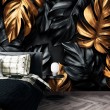Fototapete Tropische Blätter in Gold und Schwarz